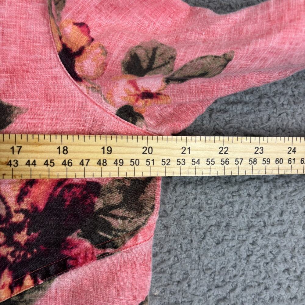 John Mark Linen Tunic Small Floral Lagenlook Cottage Roll Tab Pockets Natural - Picture 8 of 11